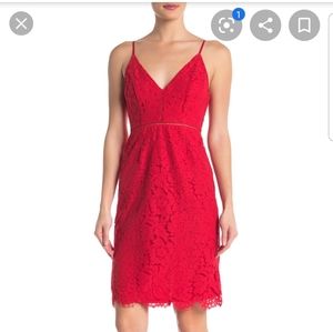 ASTR v neck red lace dress